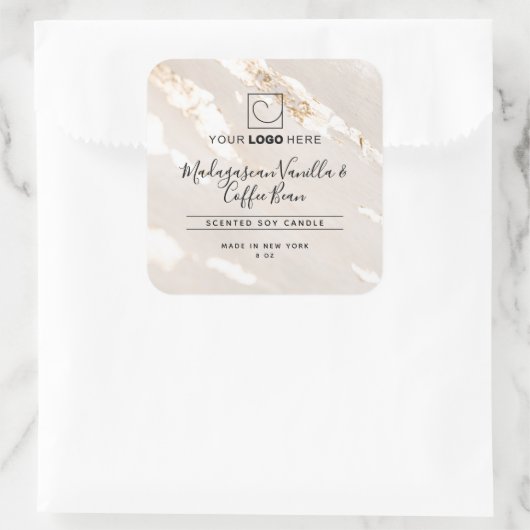 Classy Gold Foil Productlabel met Logo Vierkante Sticker (Tas)