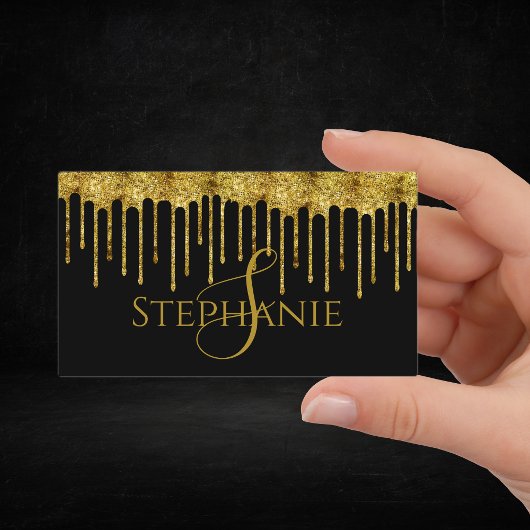 Classy Gold Glitter Drips-script Visitekaartje