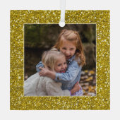 Classy Gold Glitter-kerstfoto Glas Ornament (Achterkant)