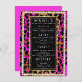 Classy Gold Glitter roze en zwart bruiloft Menu (Voorkant / Achterkant)