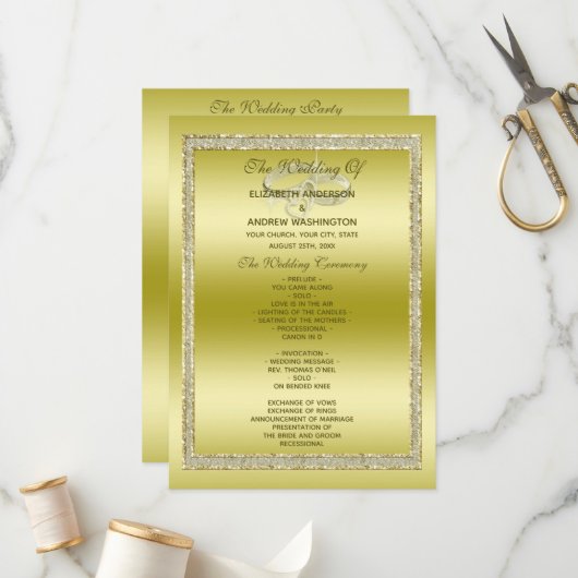 Classy Gold Glitter & Wedding Rings Program Programma (Voorkant / Achterkant in situ)