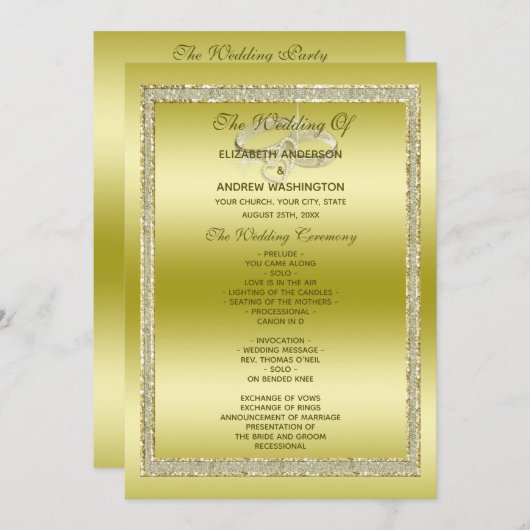 Classy Gold Glitter & Wedding Rings Program Programma (Voorkant / Achterkant)