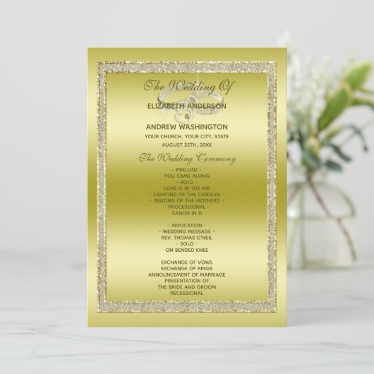 Classy Gold Glitter & Wedding Rings Program Programma (Staand voorkant)