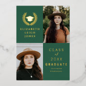 Classy Gold Graduation Photo Foil Invitation (Recto)