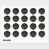 Classy Gold Happy Birthday Bouquet Ronde Sticker (Vel)