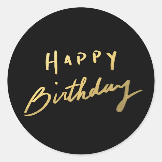 Classy Gold Happy Birthday Ronde Sticker (Voorkant)