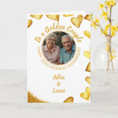 Classy Gold Heart 50ste bruiloft Jubileum Kaart (Gele Bloem)