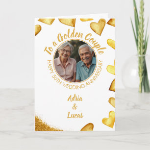 Classy Gold Heart 50ste bruiloft Jubileum Kaart