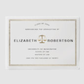 Classy Gold Law Graduation Vellum Faire-part (Recto)