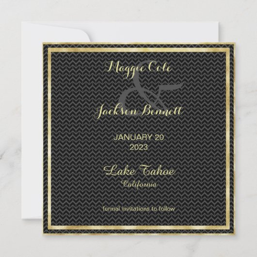 Classy Gold Lijst slaat de datum op Save The Date (Achterkant)