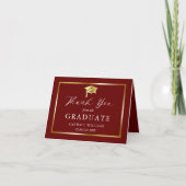 Classy Gold Minimalist Afstuderen Maroon Bedankkaart (Voorkant)
