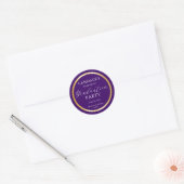 Classy Gold Minimalist Graduparty Paars Ronde Sticker (Envelop)