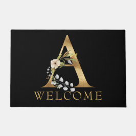 Classy Gold Monogram A met Flowers Doormat Deurmat