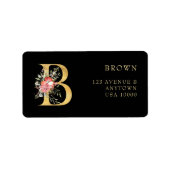 Classy Gold Monogram B met roze Florals label (Voorkant)