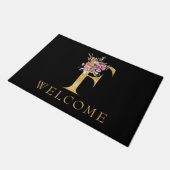 Classy Gold Monogram F met roze Florals deurmat (Schuin)