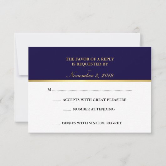 Classy Gold Navy Wit RSVP (Voorkant)