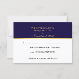 Classy Gold Navy Wit RSVP Kaartje