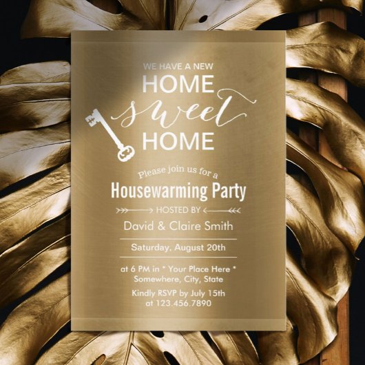 Classy Gold New Home Sweet Home Housewarming Party Kaart