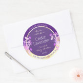 Classy Gold Paarse Bloemen Product Verpakkingslabe Ronde Sticker (Envelop)