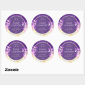 Classy Gold Paarse Bloemen Product Verpakkingslabe Ronde Sticker (Vel)