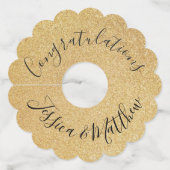 Classy Gold Print Bericht en aangepaste namen Wijnglaslabel (Voorkant)