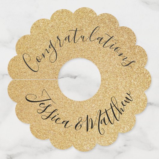 Classy Gold Print Bericht en aangepaste namen Wijnglaslabel (Voorkant)