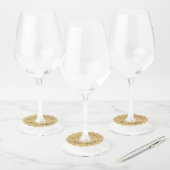 Classy Gold Print Bericht en aangepaste namen Wijnglaslabel (Set)