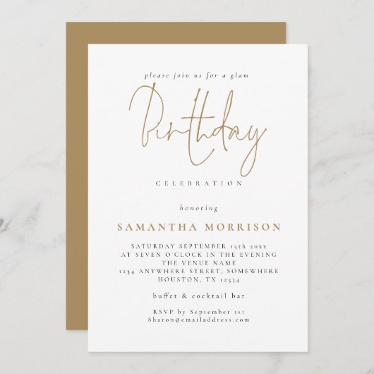 Classy Gold Script Alle leeftijdscategorieën uitno Kaart (Voorkant / Achterkant)