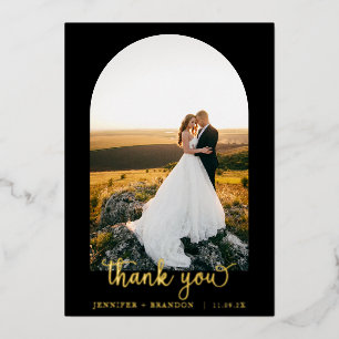 Classy Gold Script-foto bedankt voor de Folie Card Feestdagenkaart