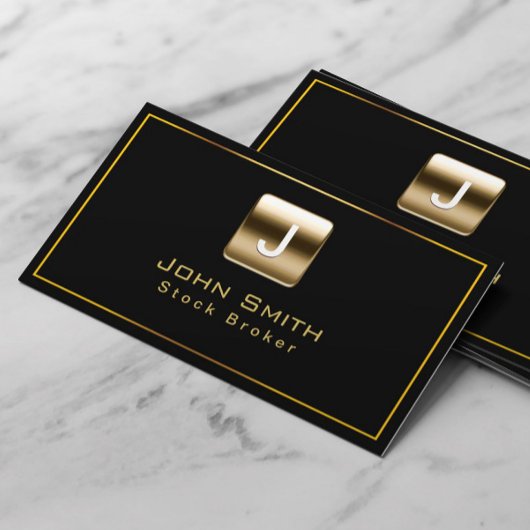 Classy Gold Stamp Stock Broker Dark Carte de visit