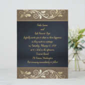 Classy Gold Swirl Flat Wedding Uitnodiging (Staand voorkant)