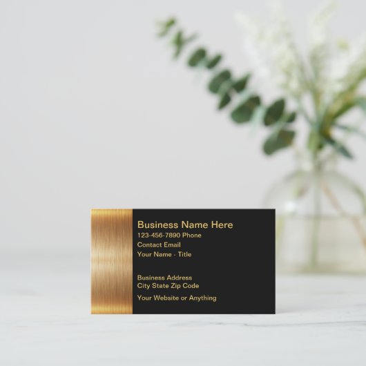 Classy Gold Tone Classic Carte de visite (Debout devant)