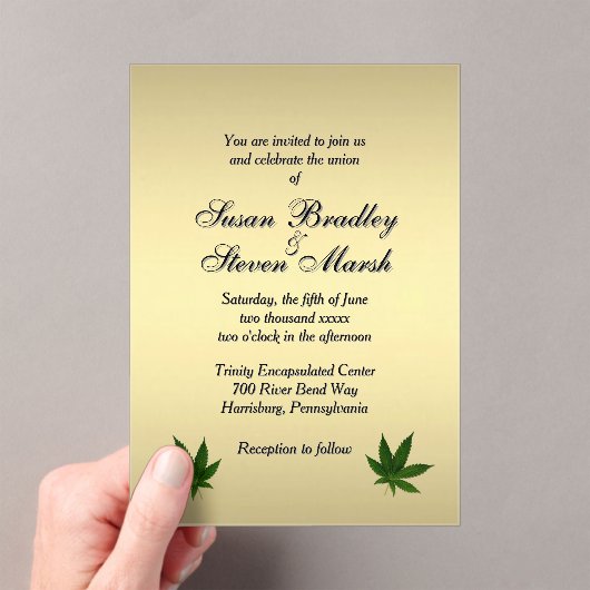 Classy Gold Weed Ticket Uitnodiging voor bruiloft Acryl Uitnodigingen (Insitu (Draagbaar))