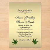 Classy Gold Weed Ticket Uitnodiging voor bruiloft Acryl Uitnodigingen (Voorkant)