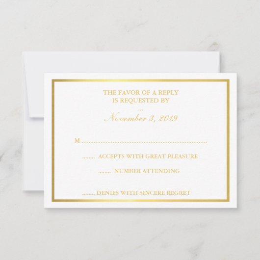 Classy Gold White RSVP (Devant)