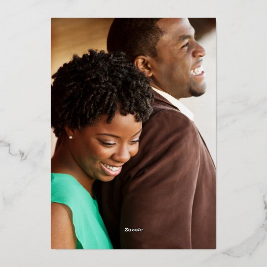 Classy Gold & White Script Photo Save the Date Folie Uitnodiging (Achterkant)
