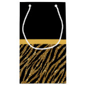 Classy Gold Zebra print FAUX Glitz Bow met naam Klein Cadeauzakje (Achterkant)