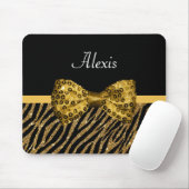 Classy Gold Zebra print FAUX Glitz Bow met naam Muismat (Met muis)