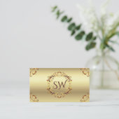 Classy Golden  Decor Monogram Foto QR-code Visitekaartje (Staand voorkant)