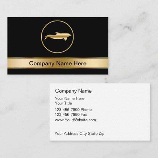 Classy Golden Dolphin Symbool Visitekaartjes (Voorkant / Achterkant)
