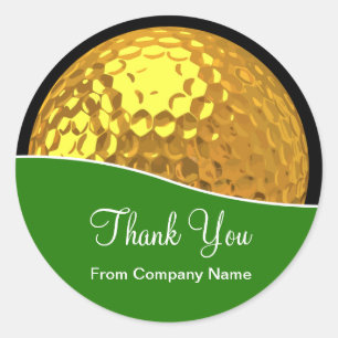 Classy Golf Gold Tone Golf Ball Hartelijk dank Ronde Sticker