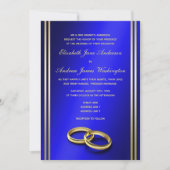 Classy goud en blauw, trouwringen bruiloft kaart (Voorkant)