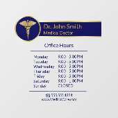 Classy Gouden Medische Caduceus Blauwe Openingsure Raamsticker (Vel)