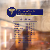 Classy Gouden Medische Caduceus Blauwe Openingsure Raamsticker (Vel 2)