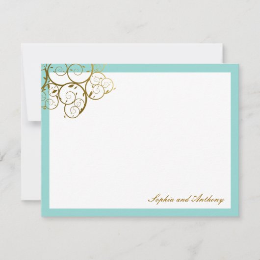 Classy gouden spiralen elegante chique bruiloft fo bedankkaart (Voorkant)