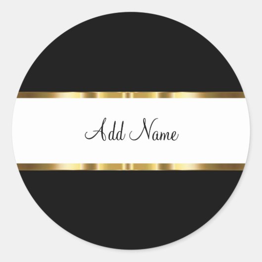 Classy gouden zwart-wit monogram Stickers (Voorkant)