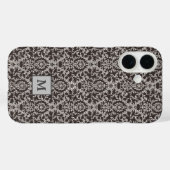 Classy Gray Black Damask Monogram Case-Mate iPhone Case (Achterkant (horizontaal))