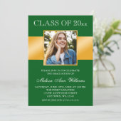 Classy Green Gold Photo Faire-part de graduation (Debout devant)
