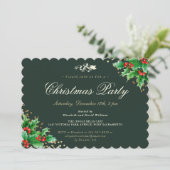 Classy Green Holly Berries kerstfeest Kaart (Staand voorkant)