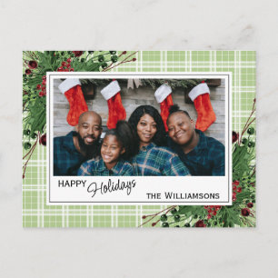 Classy Green Holly Red Berries botanische olie Briefkaart